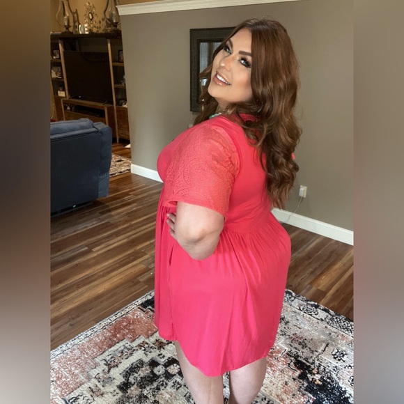 Haptics coral baby doll dress size M w/pockets on the side - Picture 2 of 8